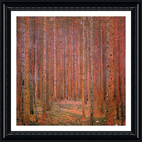 ALONLINE ART - יער אורן טאנווולד מאת גוסטב קלימט | תמונה ממוסגרת שחורה מודפסת על בד כותנה, מחוברת